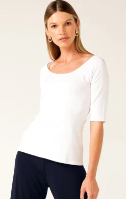 3/4 SLEEVE TOP IN WHITE