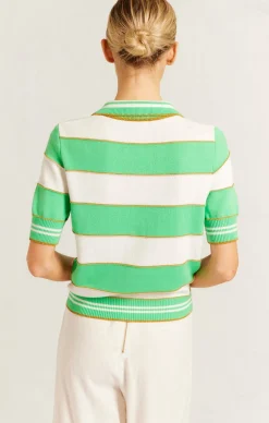 AMALFI POLO TOP IN MEADOW STRIPE