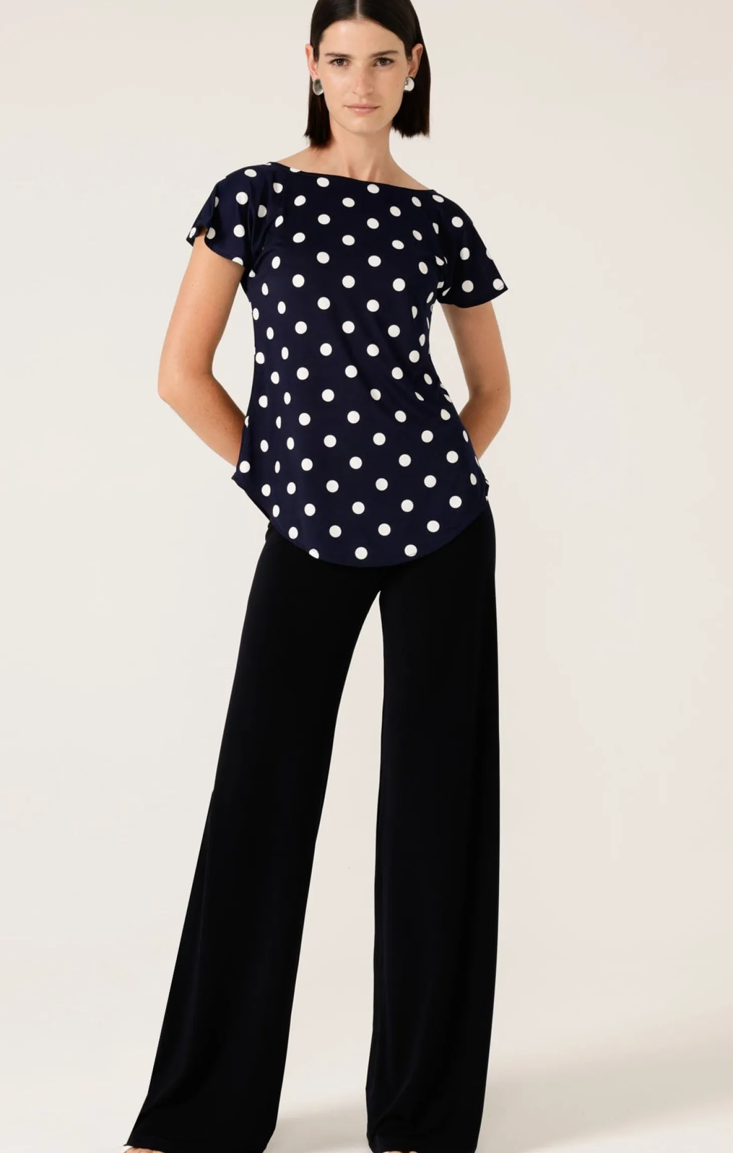 ANALIA TOP IN NAVY WHITE SPOT