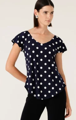 ANALIA TOP IN NAVY WHITE SPOT