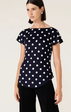 ANALIA TOP IN NAVY WHITE SPOT