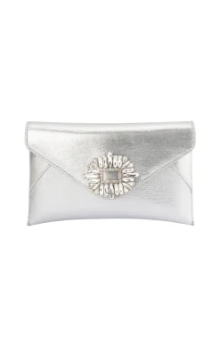 ANTONIA ENVELOPE CLUTCH IN SILVER