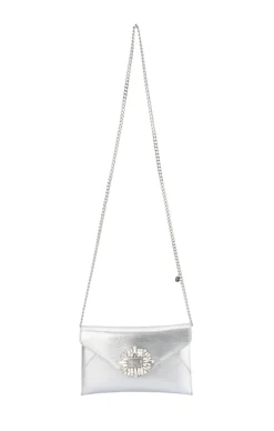 ANTONIA ENVELOPE CLUTCH IN SILVER