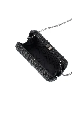 AVIVA CRYSTAL CLUTCH IN BLACK