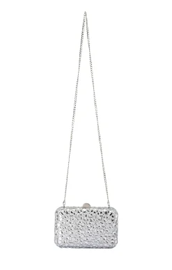 AVIVA CRYSTAL CLUTCH IN SILVER