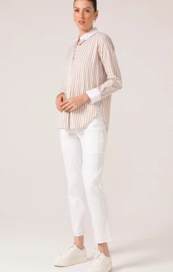 BIANCA STRIPE SHIRT IN STONE