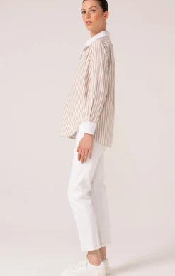 BIANCA STRIPE SHIRT IN STONE