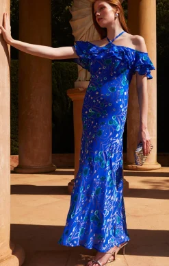 BLUE BIRD BIAS DRESS