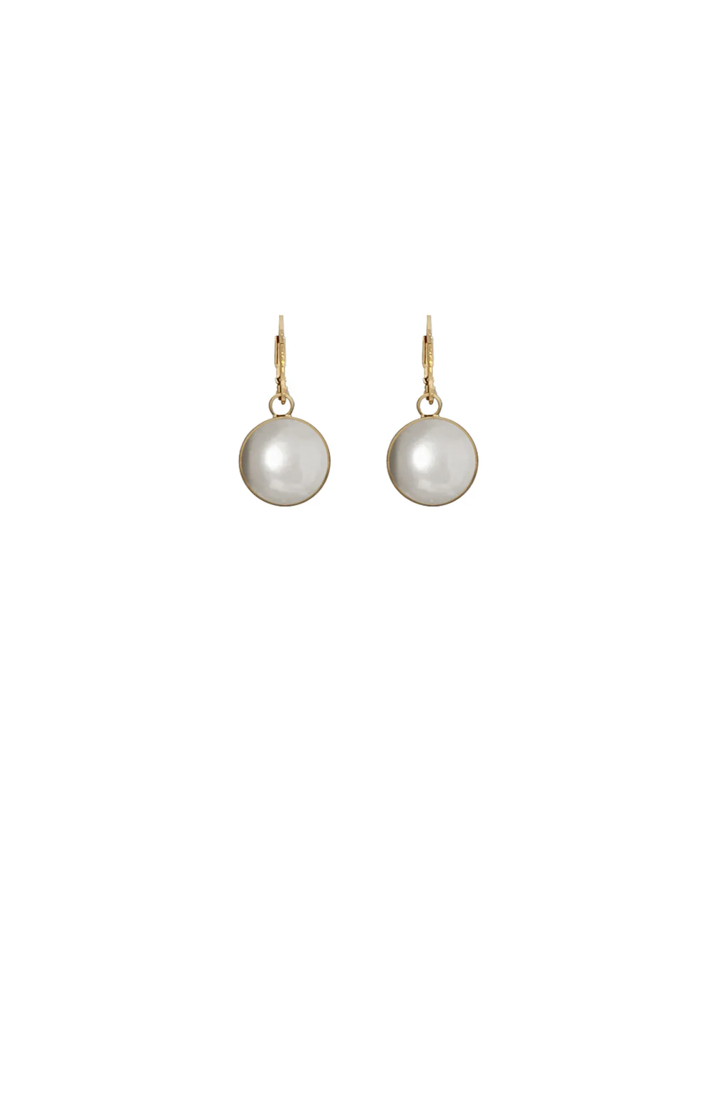 CALI FAUX PEARL METAL BALL EARRING IN GOLD
