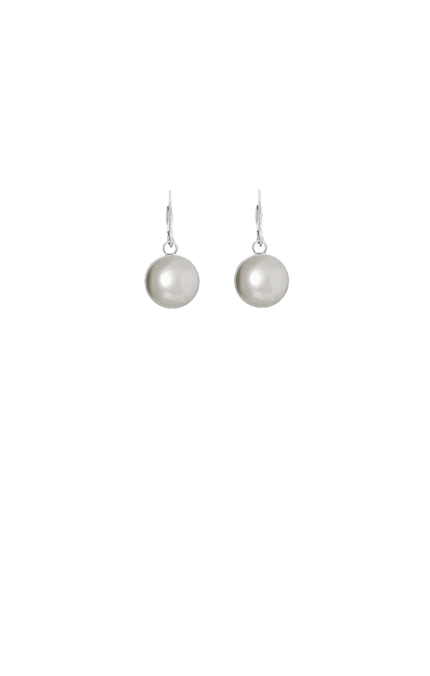 CALI FAUX PEARL METAL BALL EARRING IN SILVER