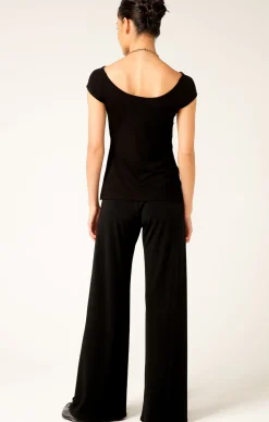 CAP SLEEVE TOP IN BLACK
