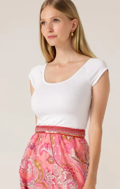 CAP SLEEVE TOP IN WHITE