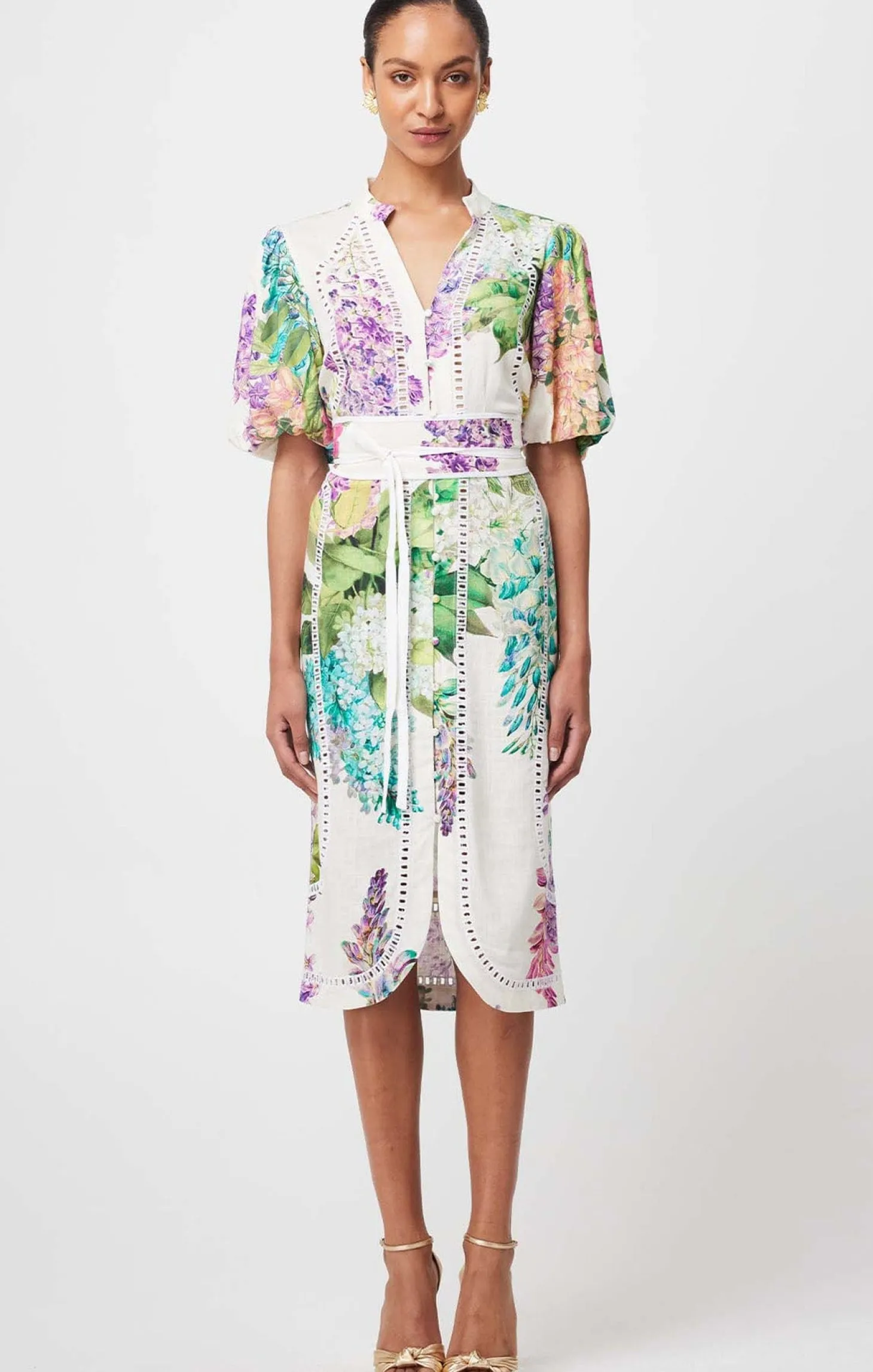 CARLYLE EMBROIDERED LINEN DRESS