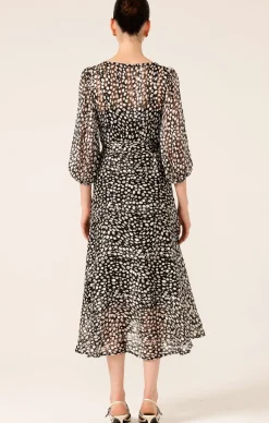 CLOUDLAND WRAP DRESS IN BLACK WHITE SPOT