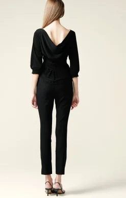 COWL TIE DRAPE TOP IN BLACK