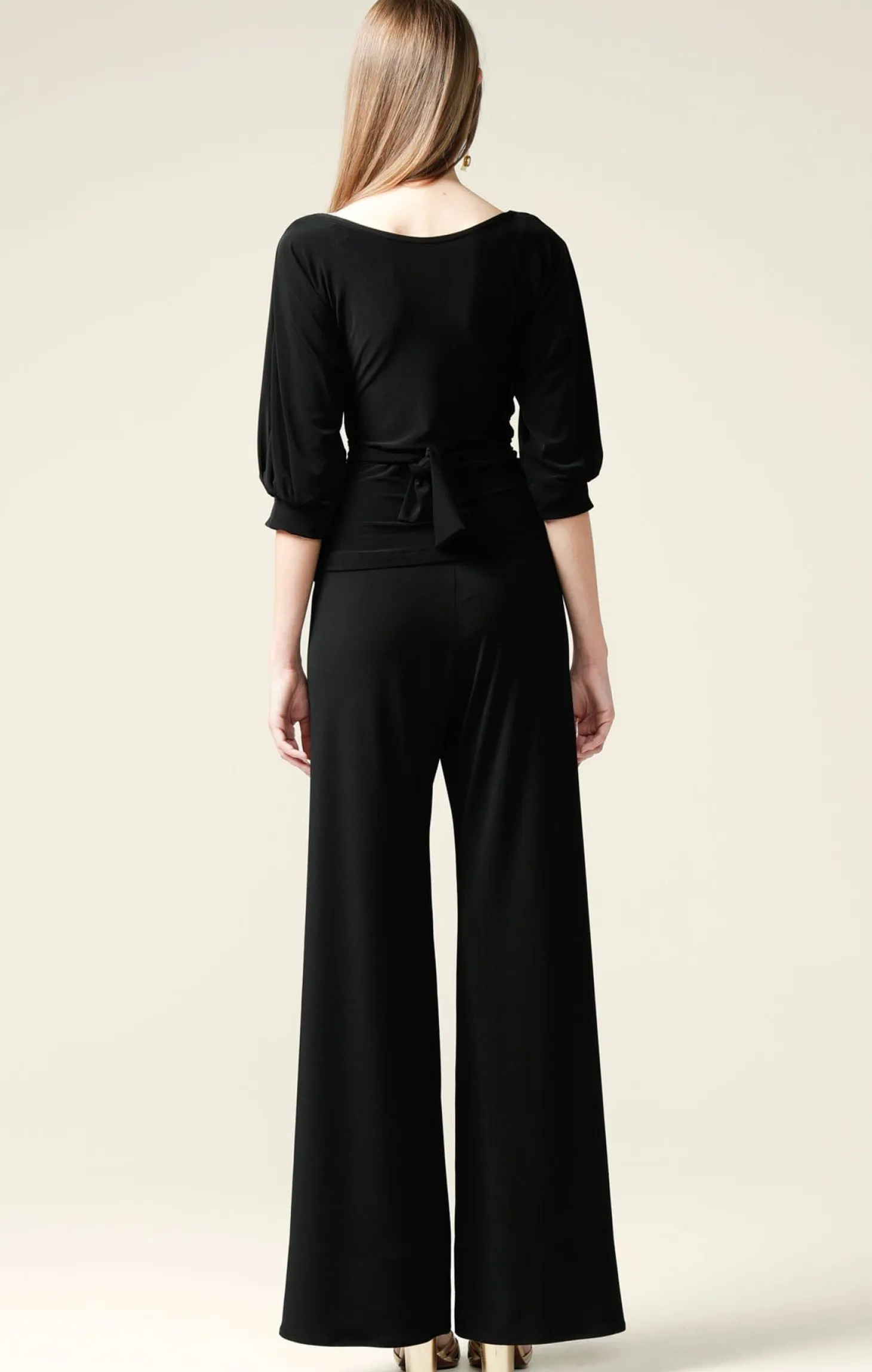 COWL TIE DRAPE TOP IN BLACK