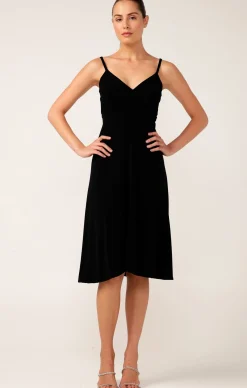 CROSS OVER SLIP DRESS IN BLACK