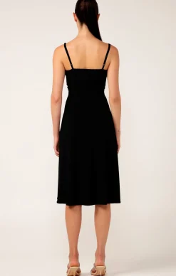 CROSS OVER SLIP DRESS IN BLACK