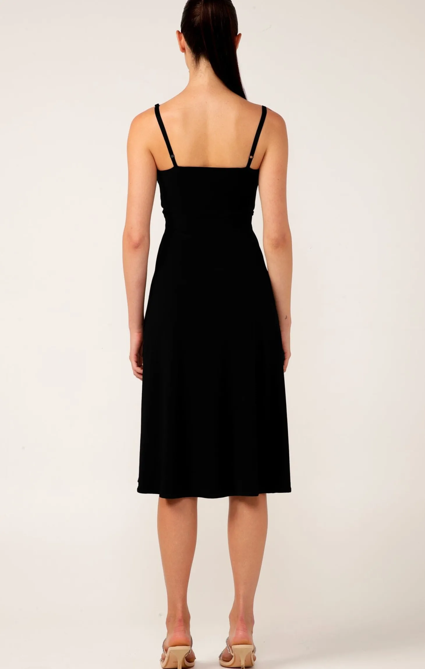 CROSS OVER SLIP DRESS IN BLACK
