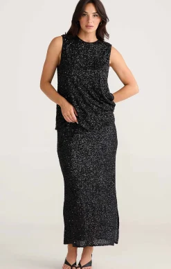 DAZZLE SKIRT IN BLACK SEQUIN