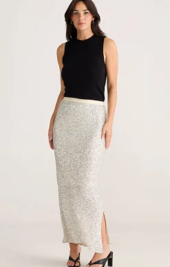 DAZZLE SKIRT IN CHAMPAGNE SEQUIN