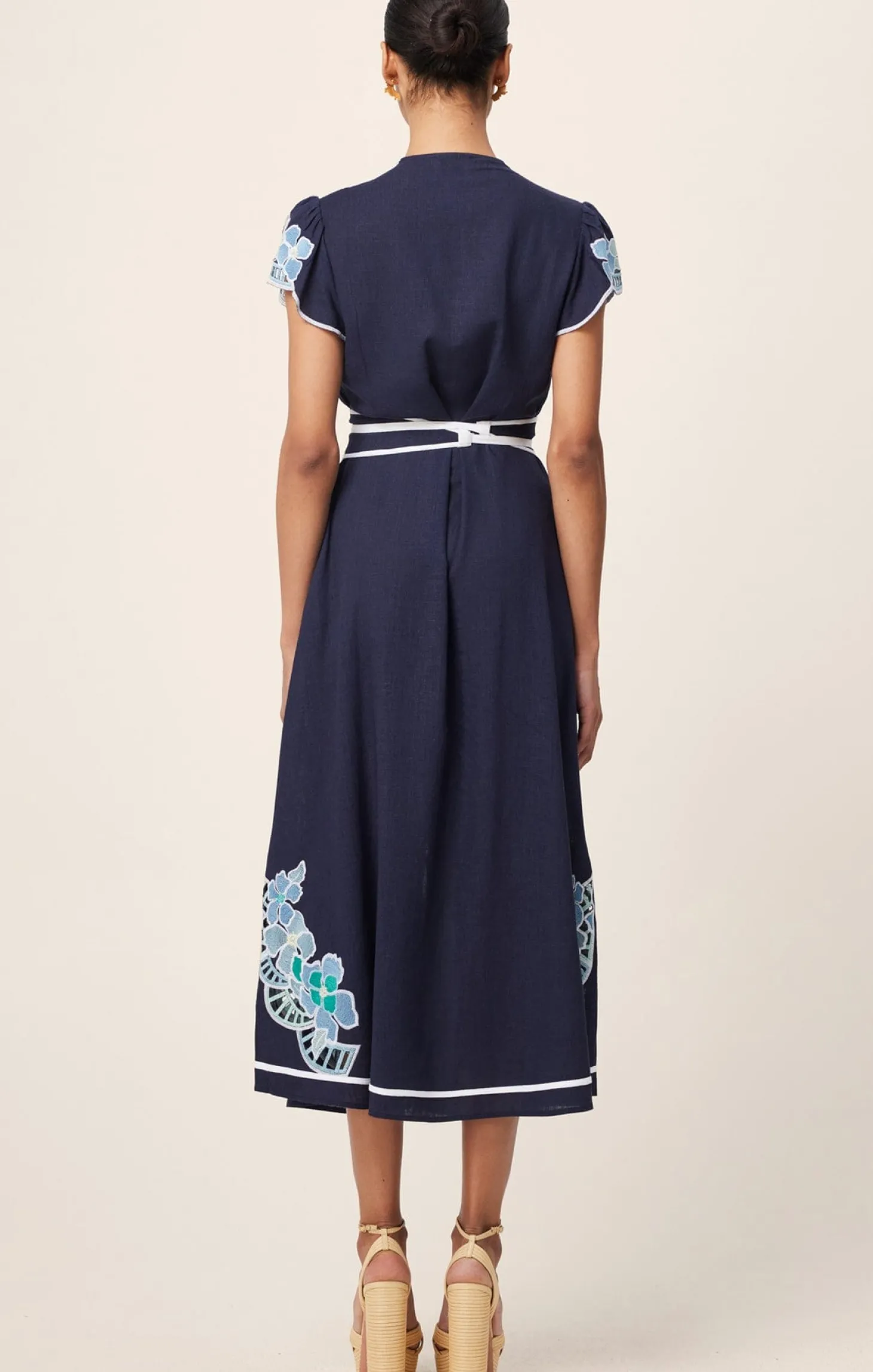 DELRAY EMBROIDERED LINEN DRESS