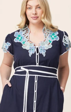 DELRAY EMBROIDERED LINEN DRESS