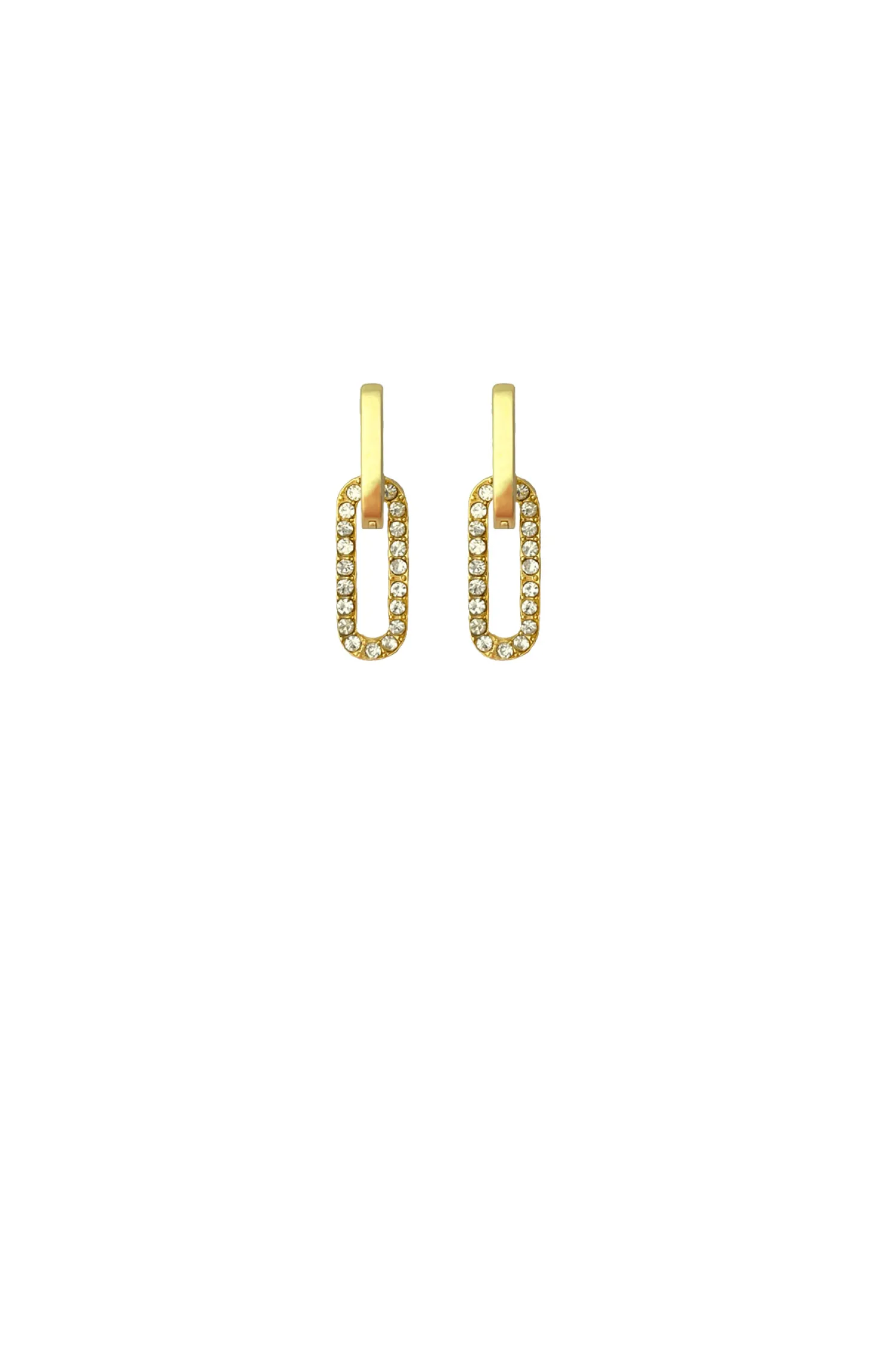 DIAMANTE LINK DROP EARRING IN GOLD