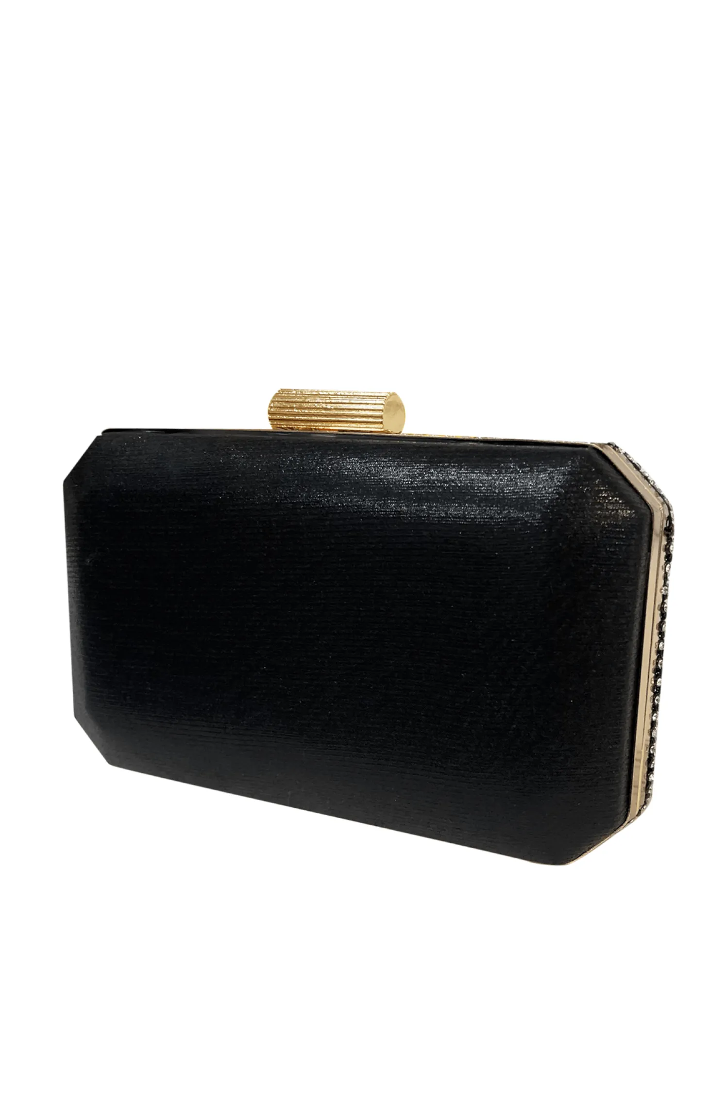 DIAMANTE MESH STRUCTURED CLUTCH IN BLACK