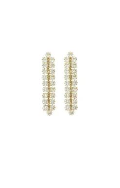 DIAMANTE PANEL DROP EARRING IN GOLD