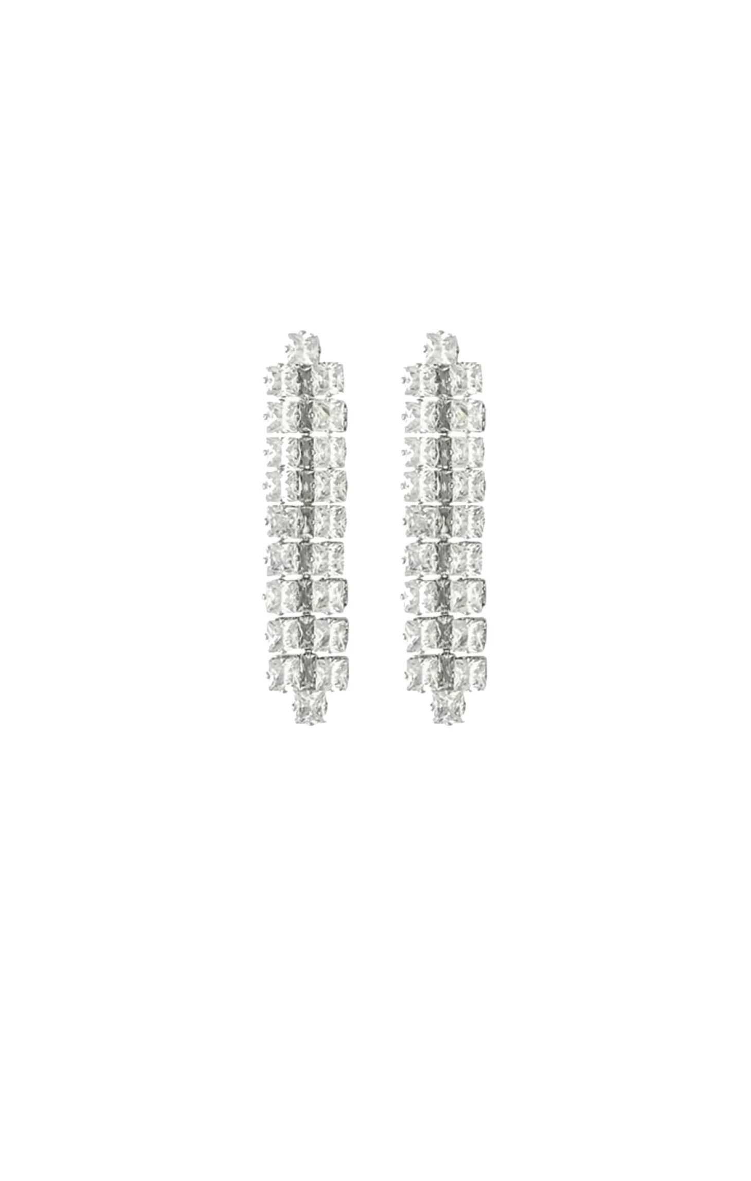DIAMANTE PANEL DROP EARRING IN SILVER