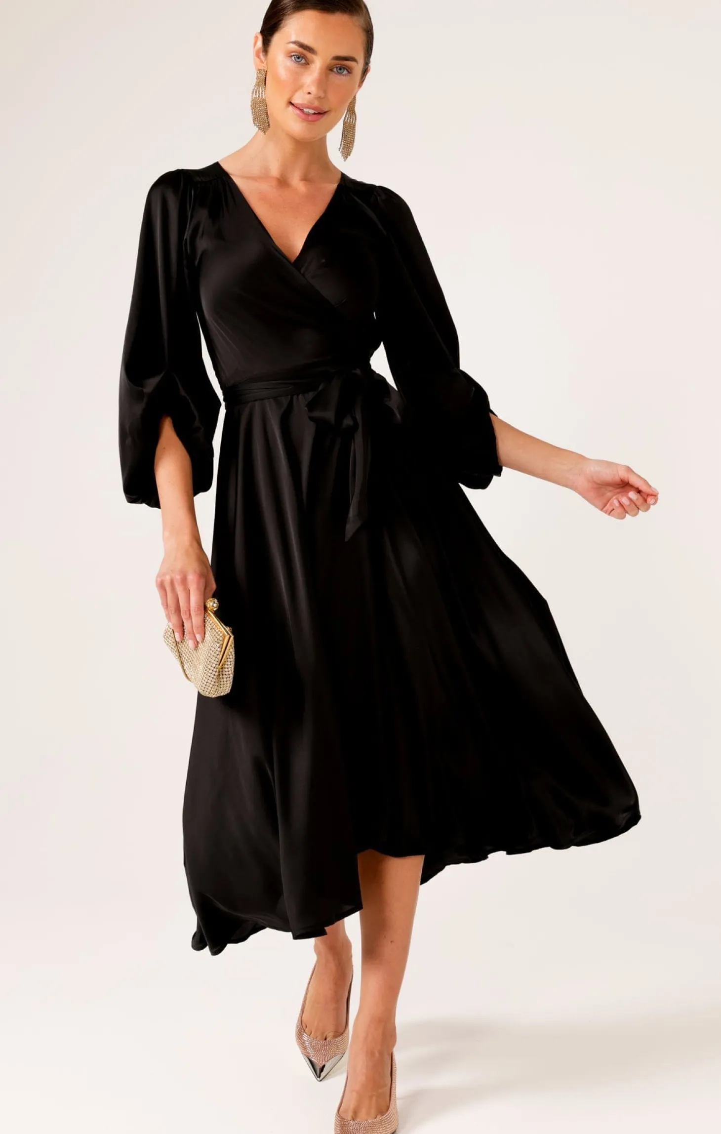 DIMMI WRAP DRESS IN BLACK