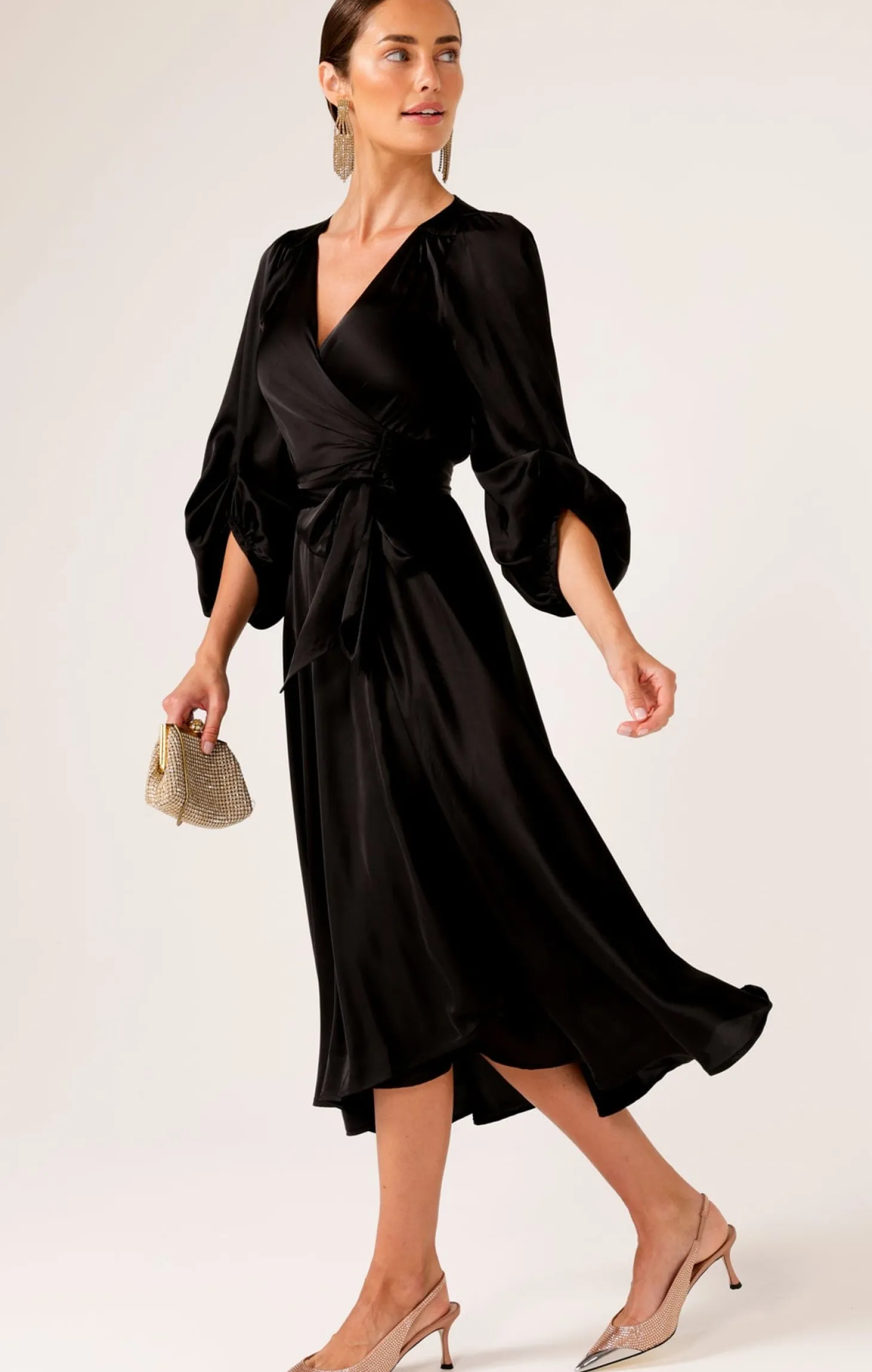 DIMMI WRAP DRESS IN BLACK