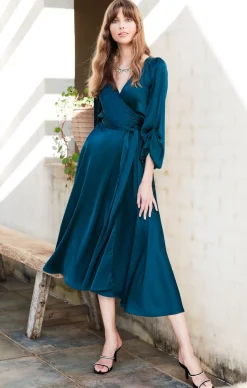 DIMMI WRAP DRESS IN PEACOCK