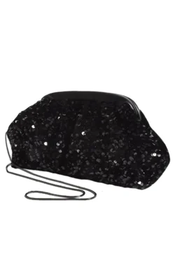 DISCO SEQUIN FRAMED CLUTCH IN BLACK