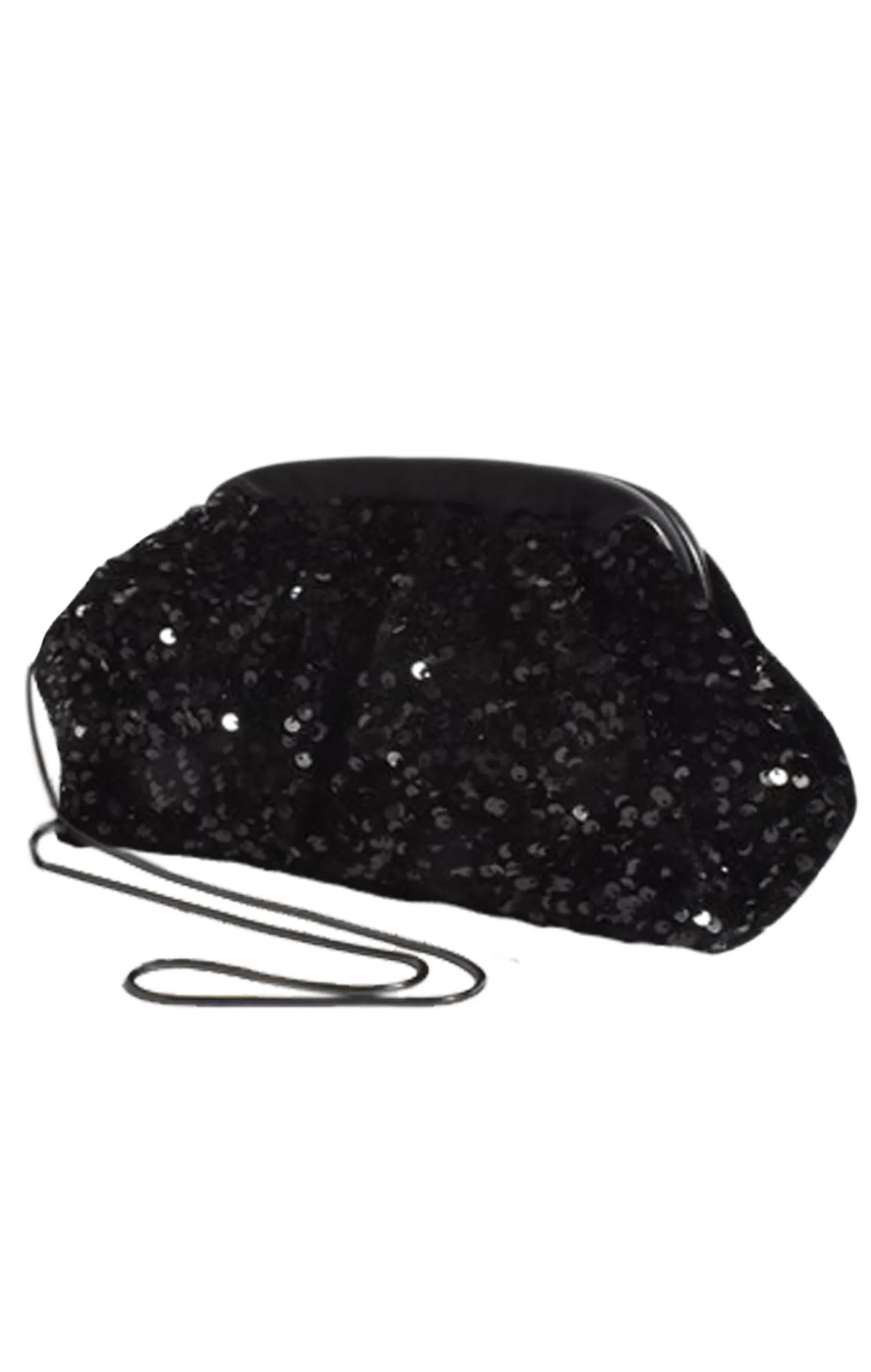 DISCO SEQUIN FRAMED CLUTCH IN BLACK