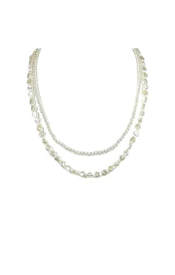 DOUBLE LAYER PEARL NECKLACE IN GOLD