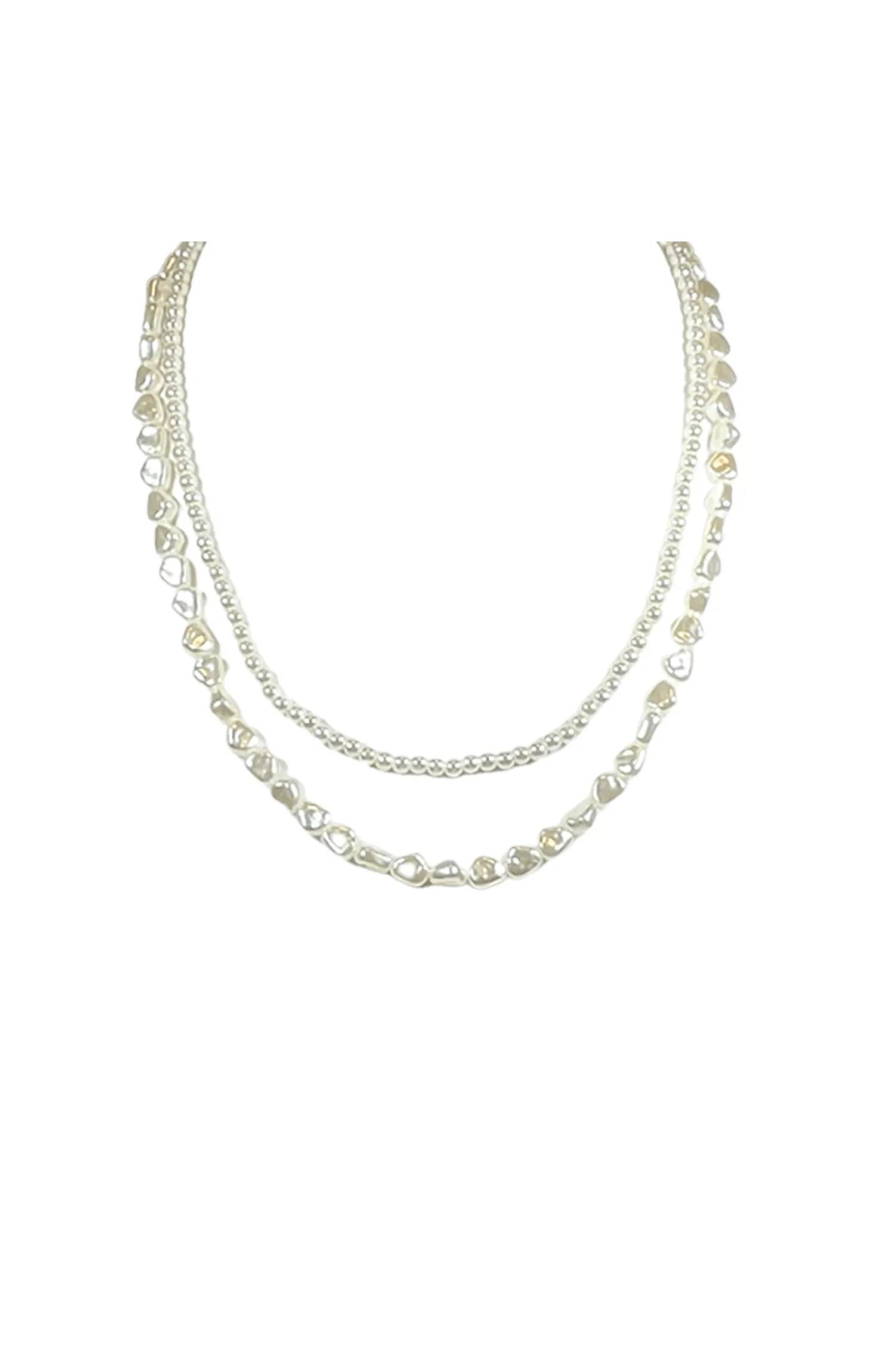 DOUBLE LAYER PEARL NECKLACE IN GOLD