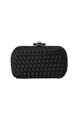 EVELYN WOVEN CLUTCH IN BLACK