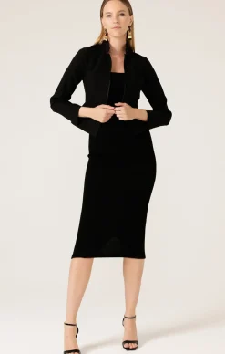 FRONT ZIP PEPLUM JACKET IN BLACK