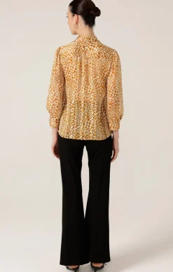 HERRINGBONE BLOUSE IN TOFFEE CREAM CHECK