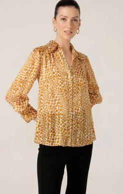 HERRINGBONE BLOUSE IN TOFFEE CREAM CHECK