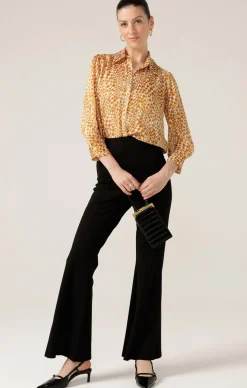 HERRINGBONE BLOUSE IN TOFFEE CREAM CHECK