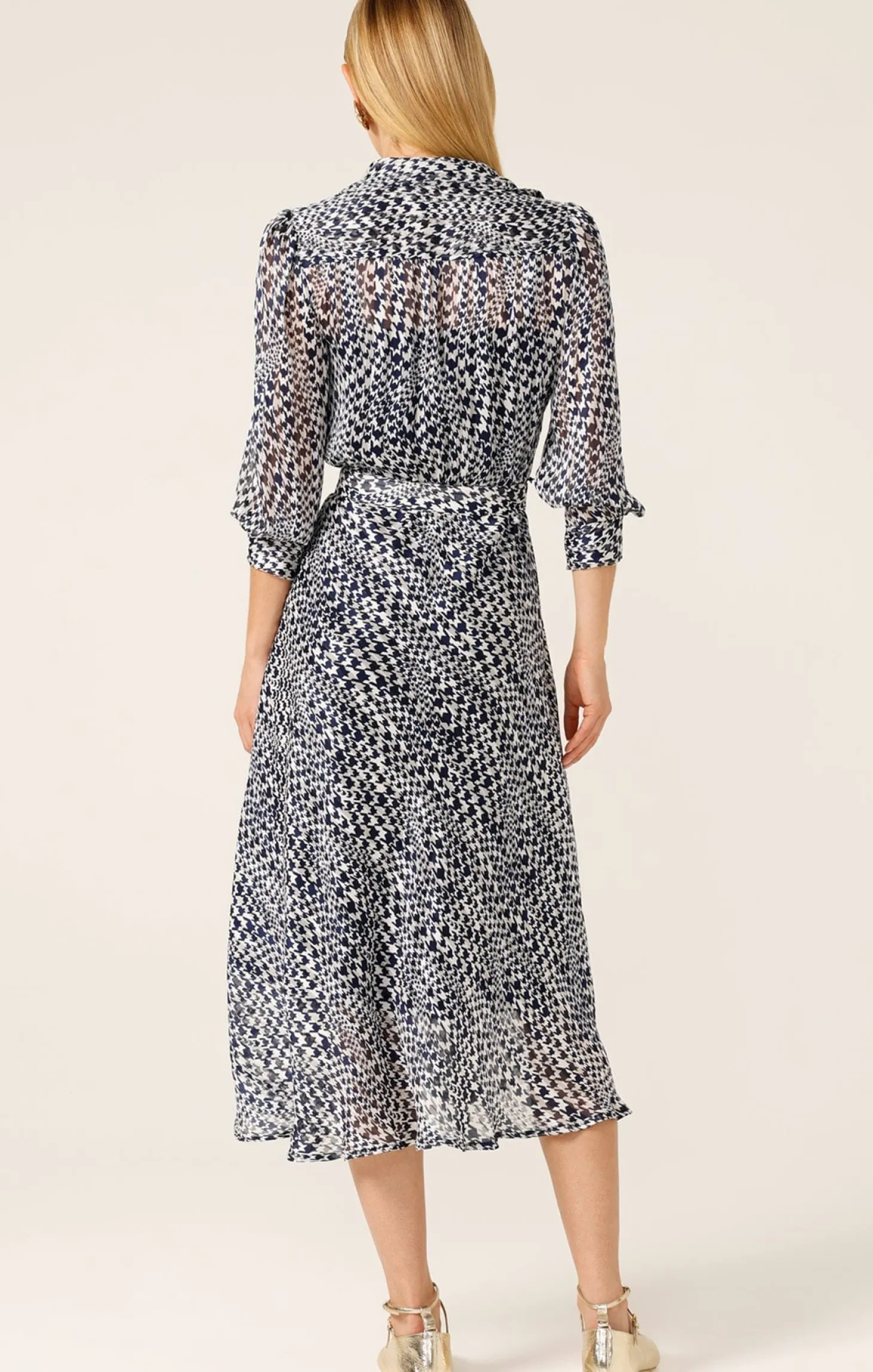 HERRINGBONE DRESS IN NAVY WHITE CHECK