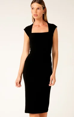 IRIS CAP SLEEVE DRESS IN BLACK