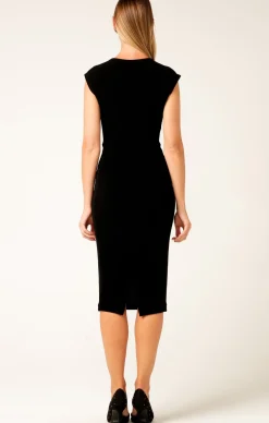 IRIS CAP SLEEVE DRESS IN BLACK