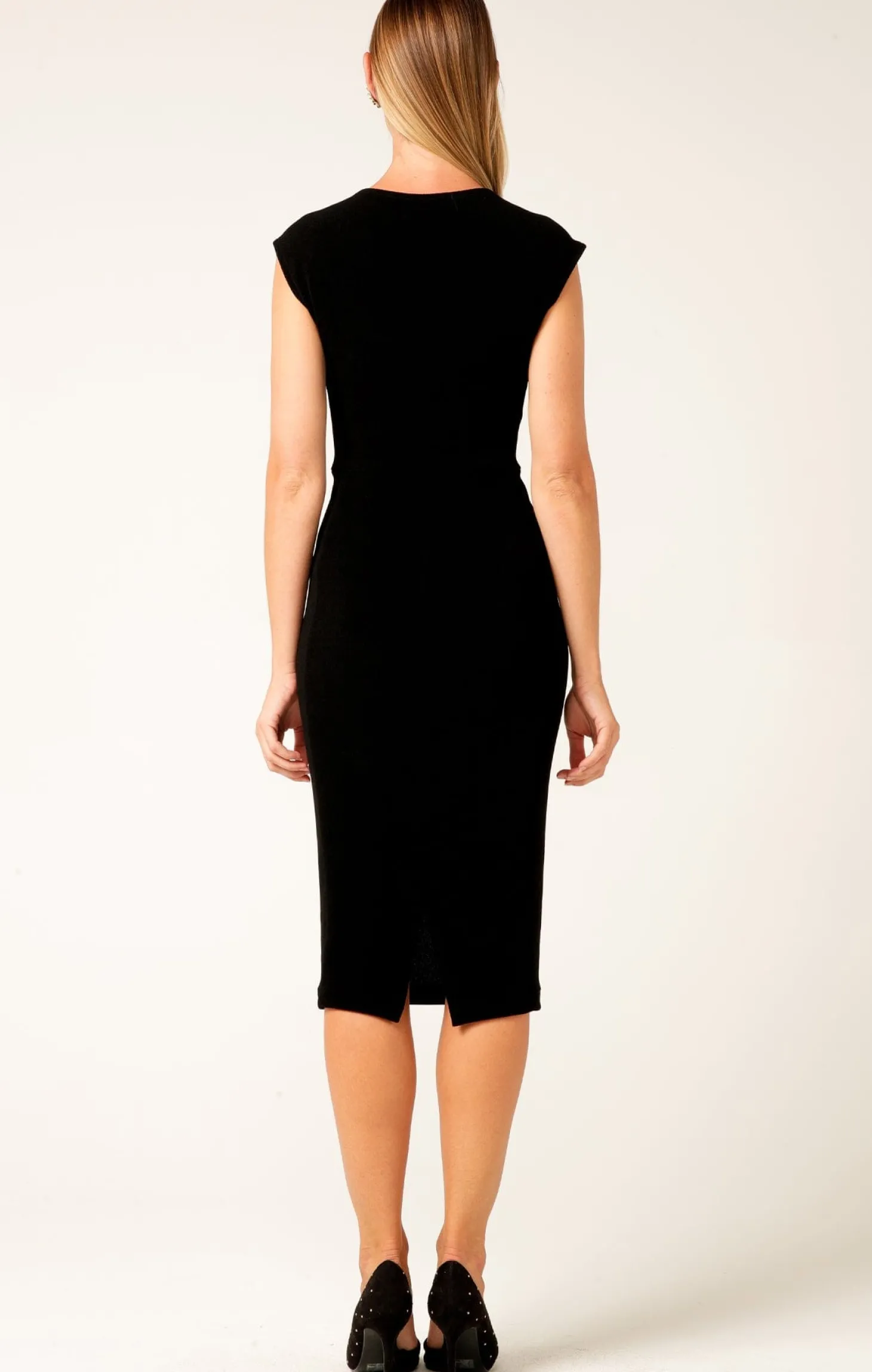 IRIS CAP SLEEVE DRESS IN BLACK