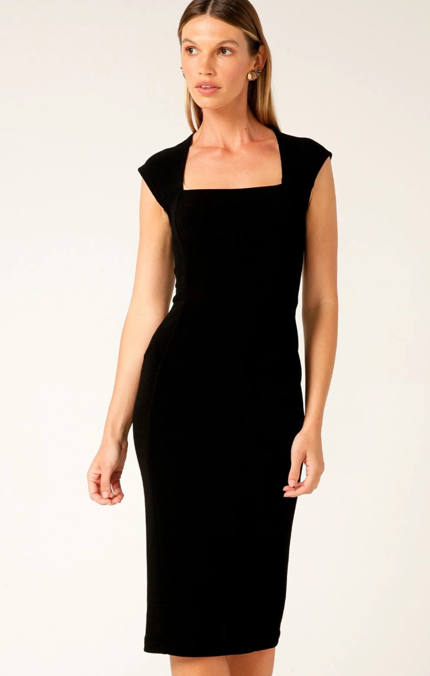 IRIS CAP SLEEVE DRESS IN BLACK