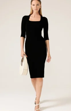 IRIS DRESS 3/4 SLEEVE IN BLACK