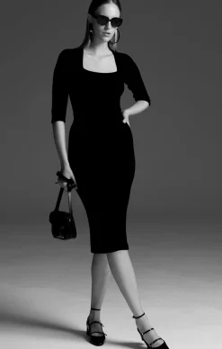 IRIS DRESS 3/4 SLEEVE IN BLACK